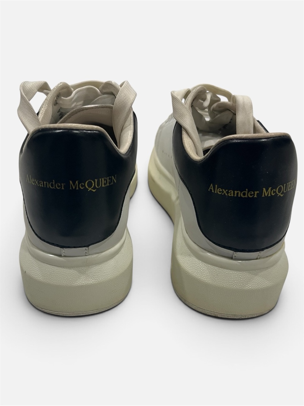 Alexander McQueen White Leather Platform Sneakers with Black Heel Tab - Picture 3 of 5
